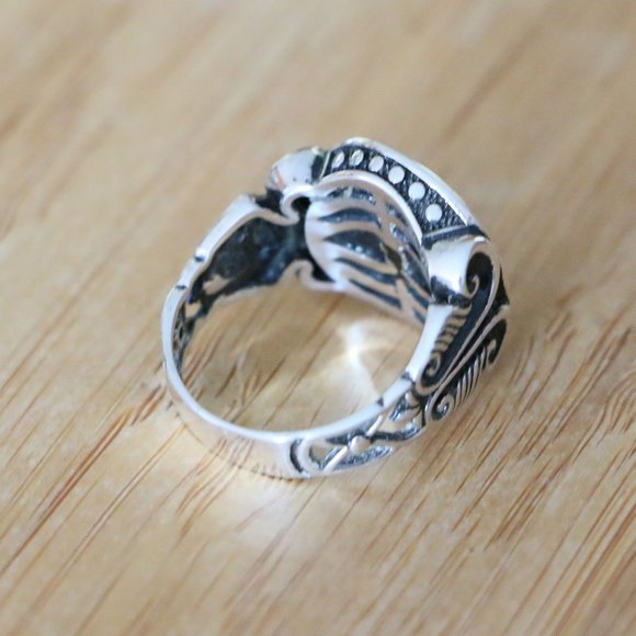 925 Sterling Silver Men's Ring with Green Agate Stone - Picture 7 of 11